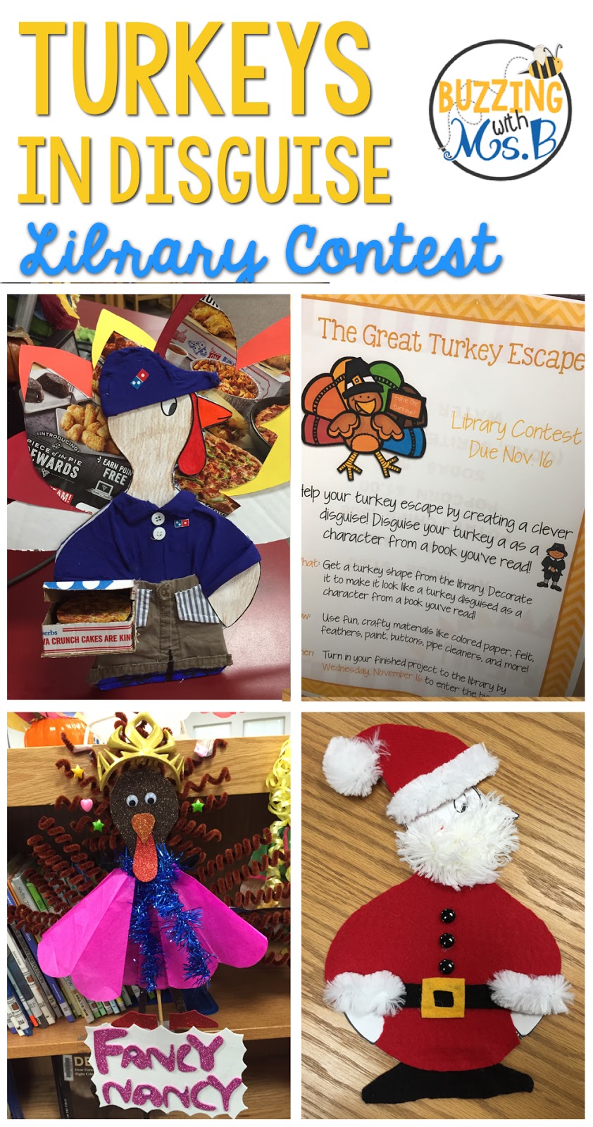 turkeys in disguise! library contest & book project - buzzing with
